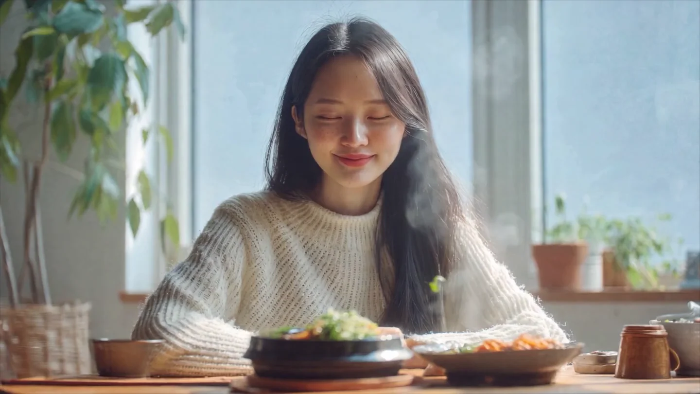 직접 제작한 식사 장면의 히어로 영상